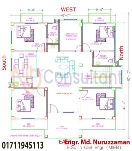 Floor Plan In Bangladesh 19 রুমের ডুপ্লেক্স বাড়ির ডিজাইন 1st floor 768x875 1