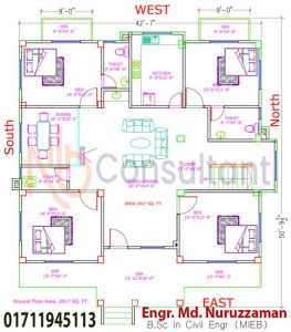 Floor Plan In Bangladesh 18 রুমের ডুপ্লেক্স বাড়ির ডিজাইন Ground floor 768x875 1