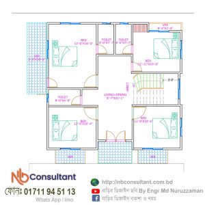 Floor Plan In Bangladesh 10 ৪ রুমের ১ ইউনিট ফ্লোর প্ল্যান
