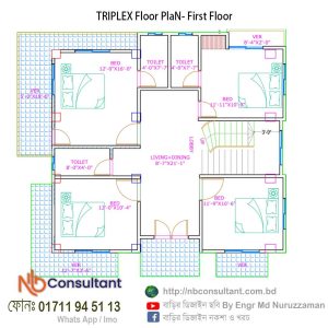 Floor Plan In Bangladesh 8 TRIPLEX-Floor-PlaN-First-Floor