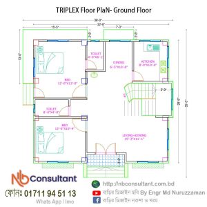 Floor Plan In Bangladesh 7 TRIPLEX-Floor-Plan-ground-floor