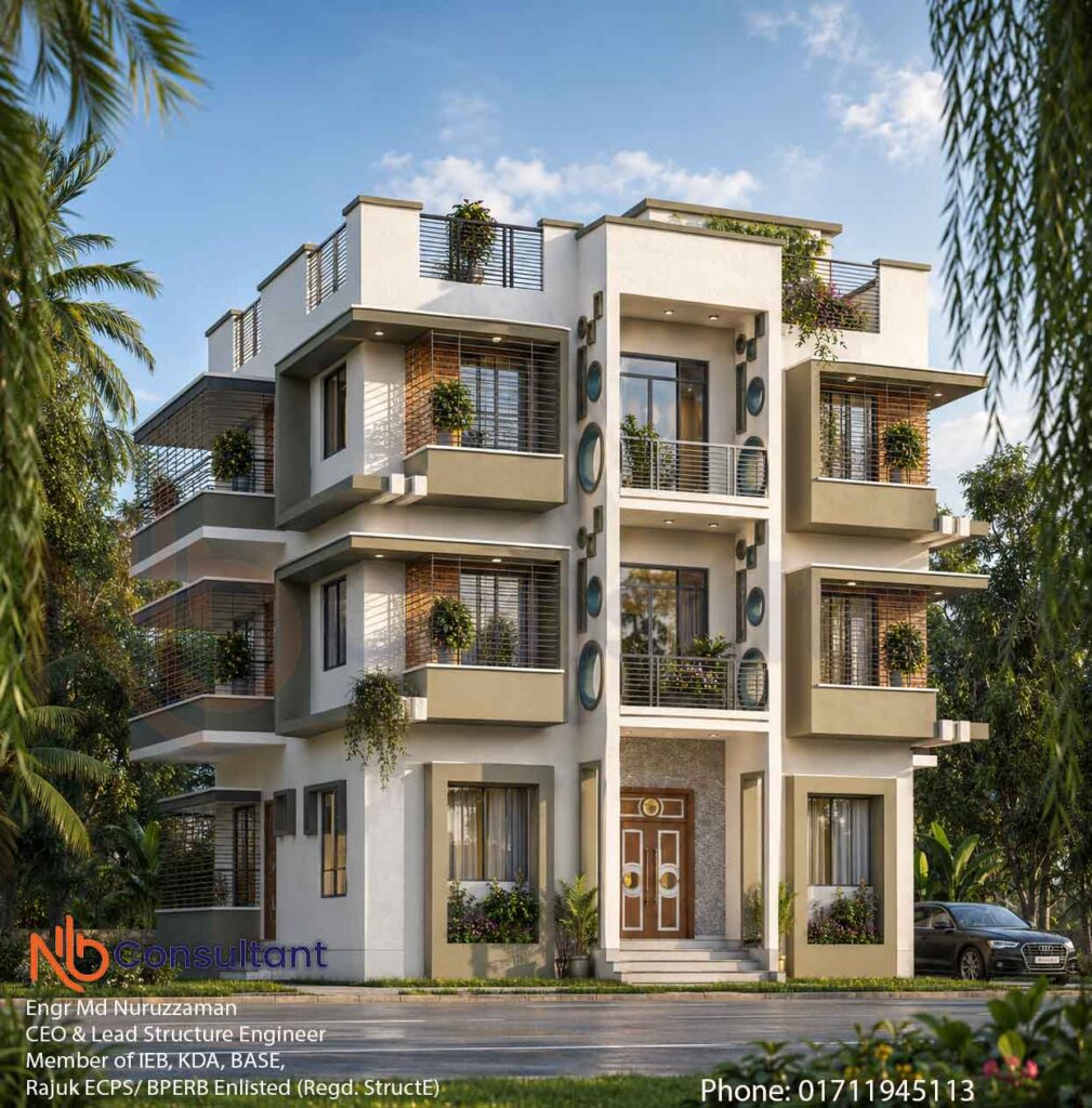 Triplex Building in BD ত্রিপ্লেক্স বাড়ির প্লান ডিজাইন 4 triplex-building-in-bd-new Right side View