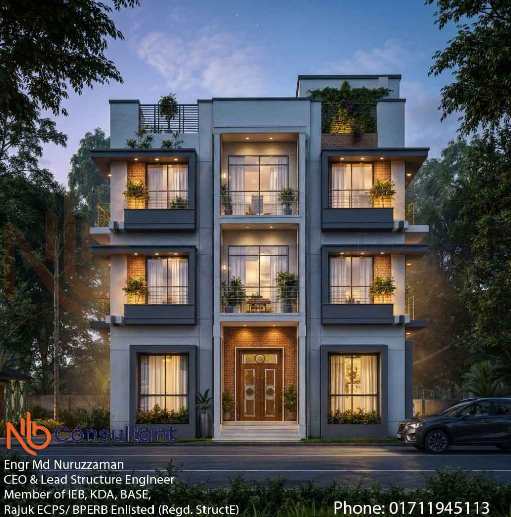 Triplex Building in BD ত্রিপ্লেক্স বাড়ির প্লান ডিজাইন 2 triplex-building-in-bd-newNight View
