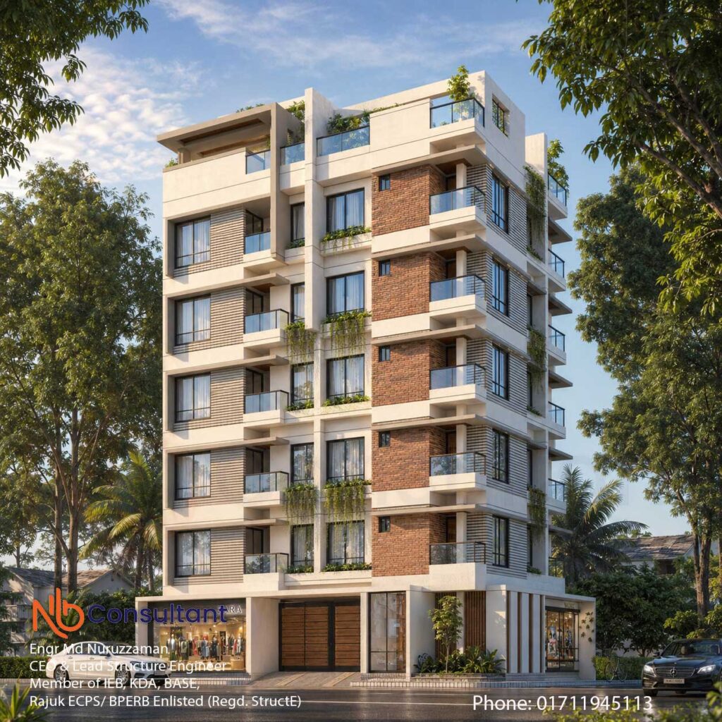 Six Storey Building Design 1 Six Storey Building Design-full 3D view
