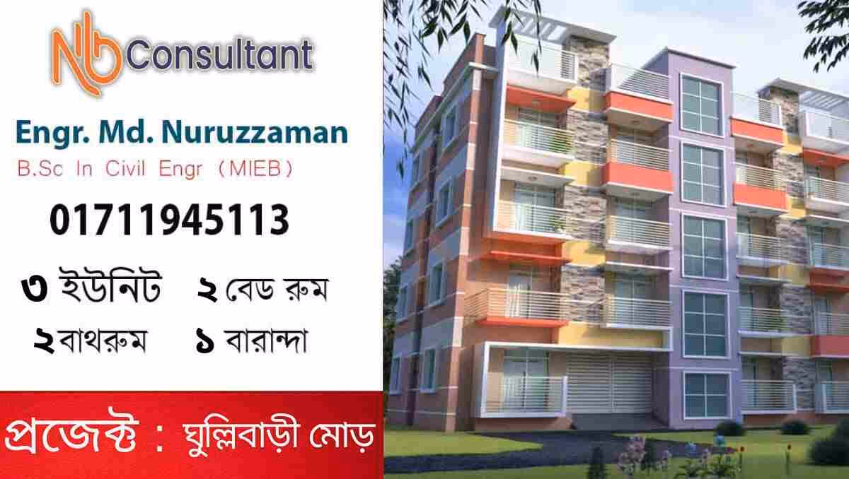 নিচ তলা ৬১x৪৩ ফুট তিন রুম দুই ইউনিট
