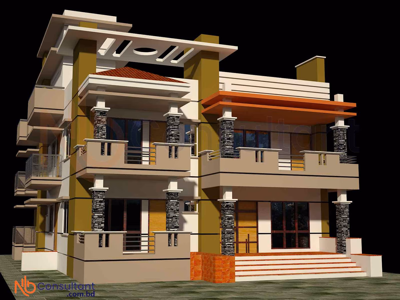 ৭ শতক জমিতে ডুপ্লেক্স বাড়ি: front elevation
