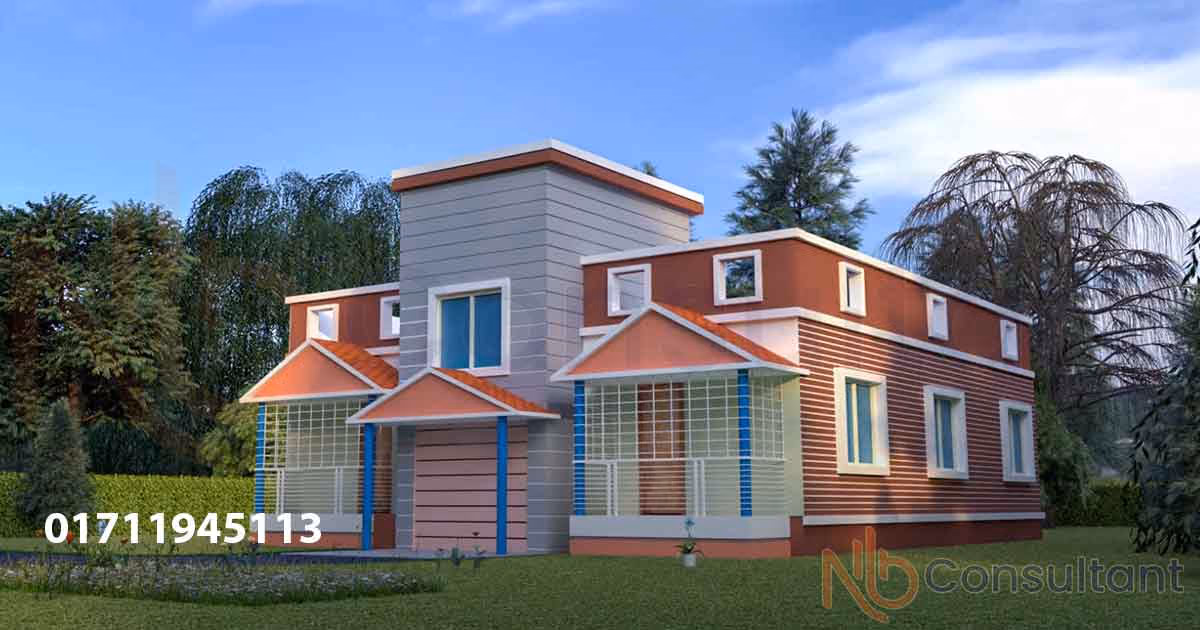 ৩ রুমের ১ তলা বাড়ির নকশা