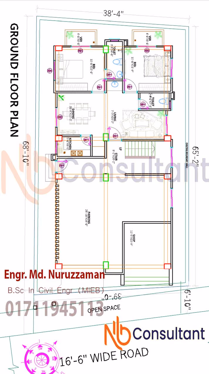 Ground storey plan 2 unit floor plan 2 bedroom with car parking