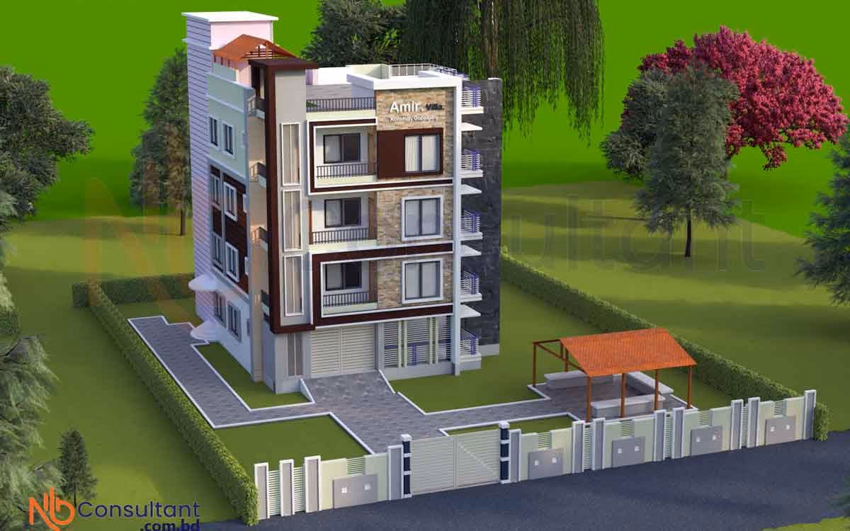 ২১৩৭ বর্গফুট তিন রুমের বাড়ির ডিজাইন