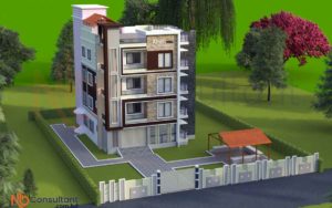 2137 square feet three-room house design
