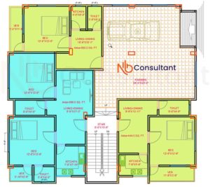 নিছ তলার বাড়ির নকশা দুই রুম তিন ইউনিট বাড়ির ডিজাইন