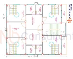 ৫ শতক জমিতে ২ তলা বাড়ি First Floor Plan