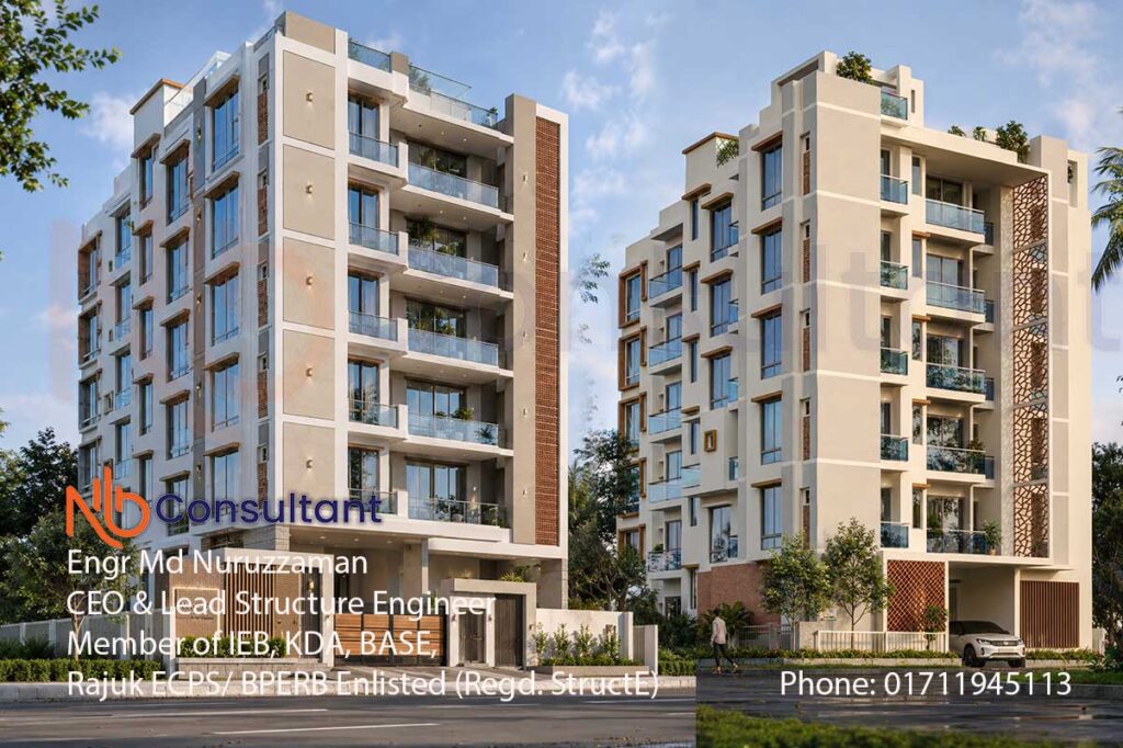 6 Storey Building Design in Bangladesh-3D View 2 option Thumbnil